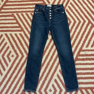 PISTOLA 25 button fly, distressed, and cropped jeans in EUC
